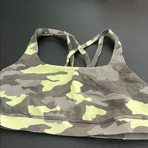 lululemon athletica Camouflage Strappy Sports Bra in Gray and Lime